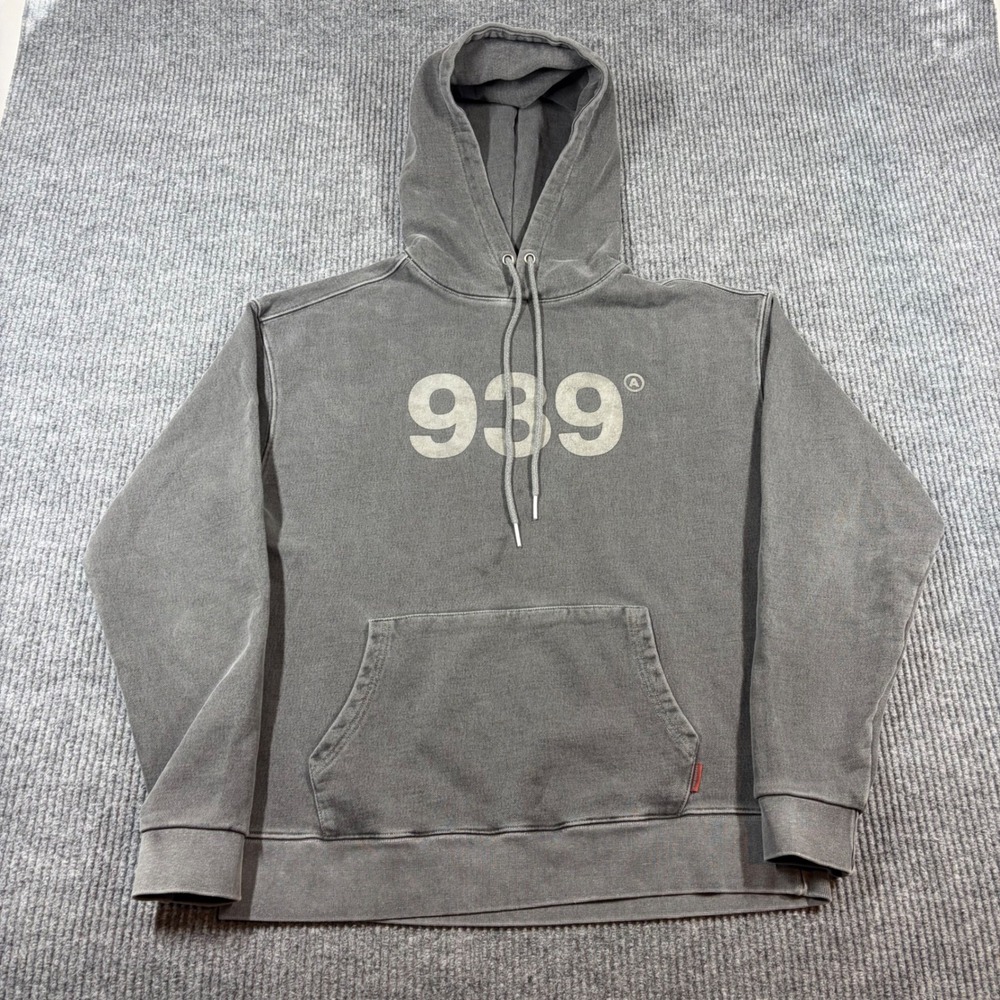 Archive Bold Hoodie Men's‎ M 939 Logo Gray Washed Streetwear Archived Rare